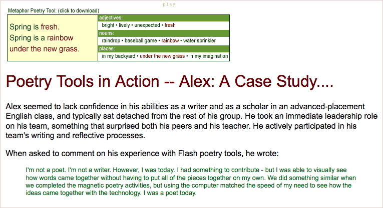 Poetry Tools from
                TeacherLink/PoetryForge.org