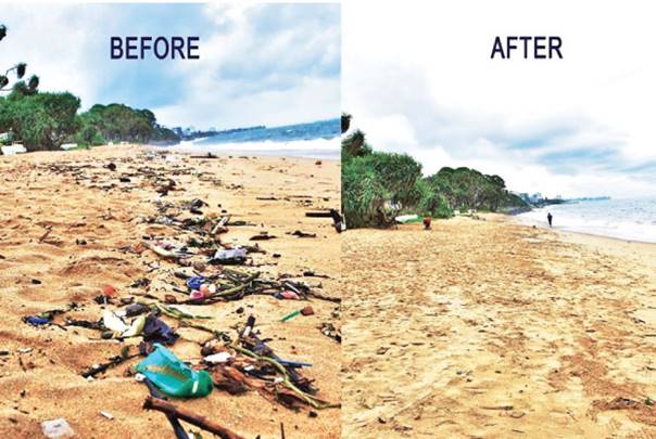 Nithyakalyani carries out beach cleaning campaign, again | Daily News