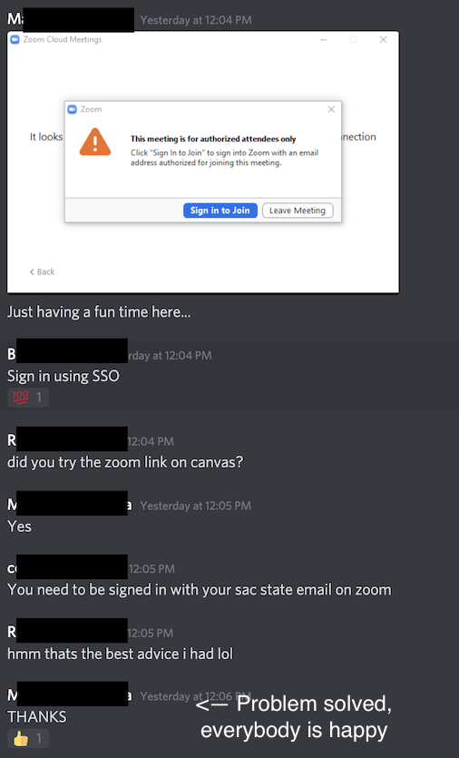 example of students helping on Discord