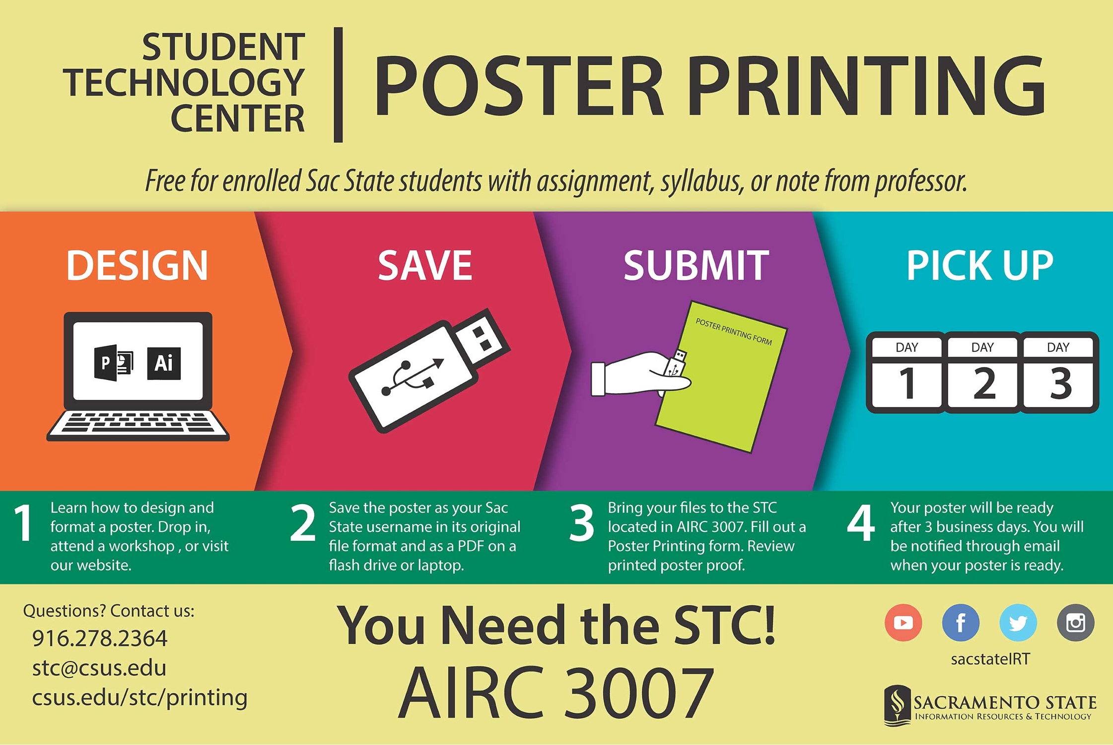 The STC offers free poster printing for any class assignment. 